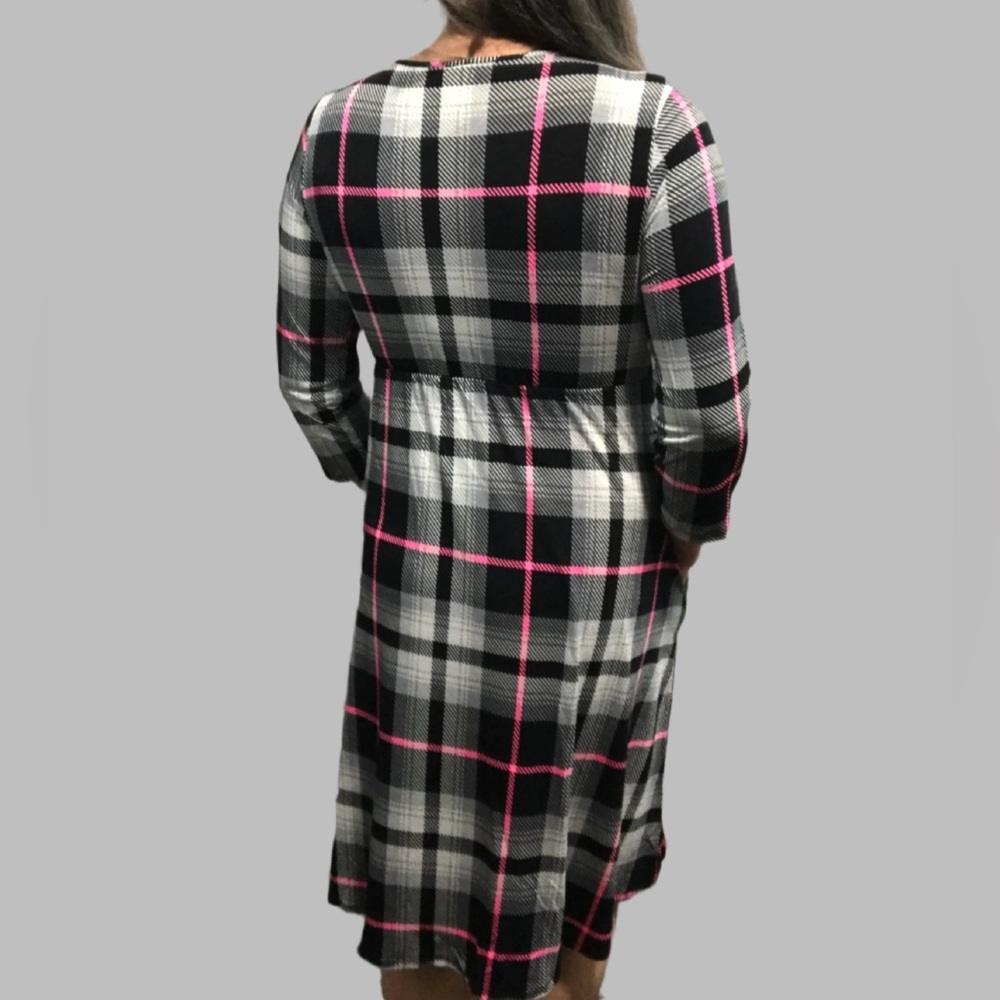 Plaid Dress with Pink Accents - Picture 3 of 3